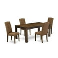 thumbnail image 6 of East West Furniture LMEL5-77-18 5-Piece Dining Room Table Set- 4 Upholstered Dining Chairs with Brown Beige Linen Fabric Seat and Button Tufted Chair Back and Rectangular Table Top & Wooden 4 Legs..., 6 of 10