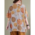 thumbnail image 4 of Blusa holgada estampada para mujer, manga media, cuello redondo, estilo vintage, informal, 4 of 8