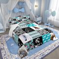 thumbnail image 2 of Horse Bedding,Western Farmhouse Horse Comforter Set Twin Bed,Boho Arrow Teal Zebra Stripe Comforter Women,Rose Flower Rustic Cowboy Quilt Duvet Sets 1 Pillowcases Black White, 2 of 7