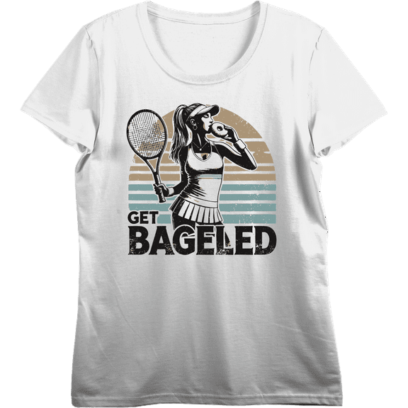 Get Bageled Tennis Women's Vivid White Crew Neck Short Sleeve Crop Tee-Medium