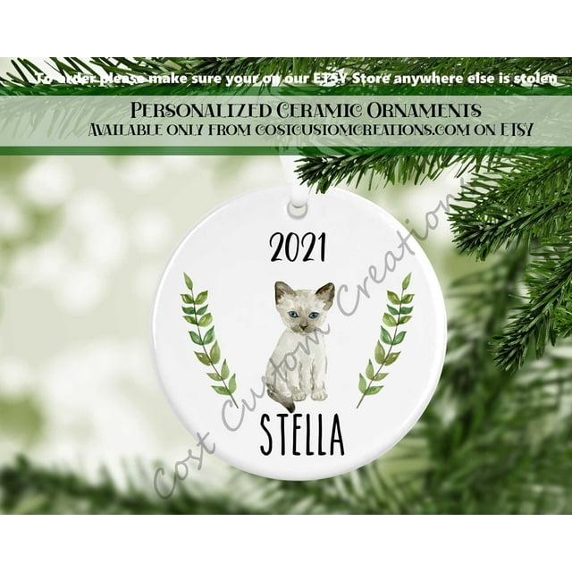 Personalized Siamese Cat Kitten Ornament, Cat Lover Gift, Kitten Ornament, First Christmas - As Picture - 1-Pack