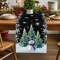 thumbnail image 2 of Christmas Blue Snowman Xmas Tree Table Runner 13x90in Non-Slip Cotton Linen Table Runners, Snowflakes on Black Dresser Scarves TableRunner for Dinner Kitchen Dining Wedding Party, 2 of 9