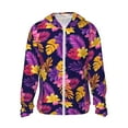 thumbnail image 2 of Uemuo Purple Flower Pattern Women's Full Zip UPF 50+ Sun Protection Hoodie Jacket Long Sleeve Sun Shirt Hiking Outdoor Performance with Pockets-Large, 2 of 9