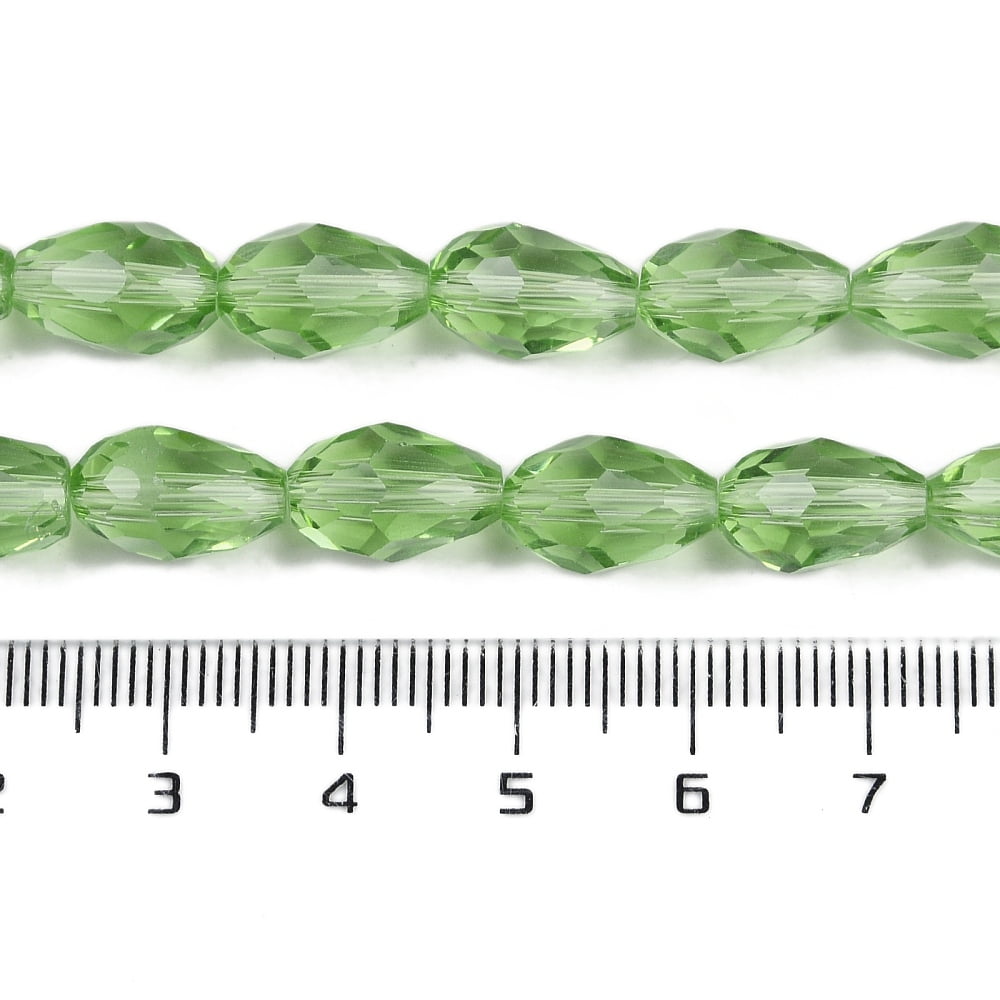 Transparent Glass Beads Strands Faceted Teardrop Lime 15x10mm Hole: 1.6mm about 46~48pcs/strand 27.95 inch(71cm)