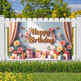 thumbnail image 6 of Floral Design Birthday Banner Decorative Flowers Celebration Banner for Birthday Party Indoor Decoration Event Celebration, 6 of 8