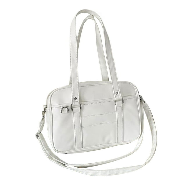 Minnieouse Bolso de hombro de PU informal japonés, opción moderna y práctica para estudiantes, bolso japonés Bolsas de mensajero y de hombro blanco