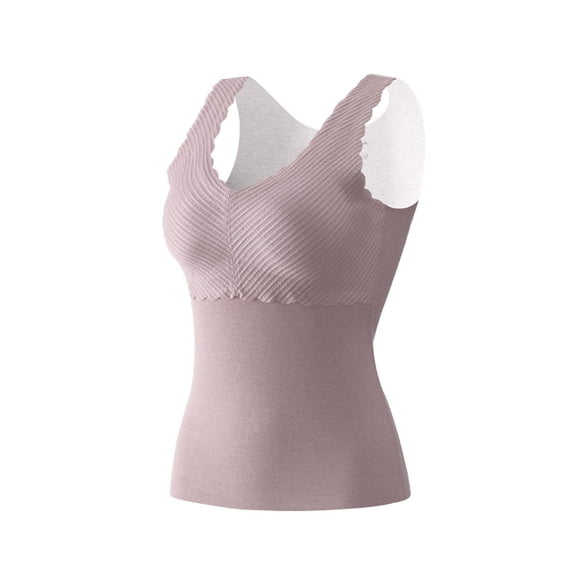 fheaev Thermal Tank Top for Women Thicken Sleeveless Self-Heating Lace Warm Fleece Lined Bottoming Cold-Proof Camis Tank Underwear Top for Winter Cold Weather Skii