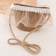 thumbnail image 4 of Conjunto de sombrero de paja y bolso de paja con encaje de perlas para niños de 52 a 54 cm de circunferencia, lindo sombrero para el sol para salidas de verano, color caqui, 4 of 6