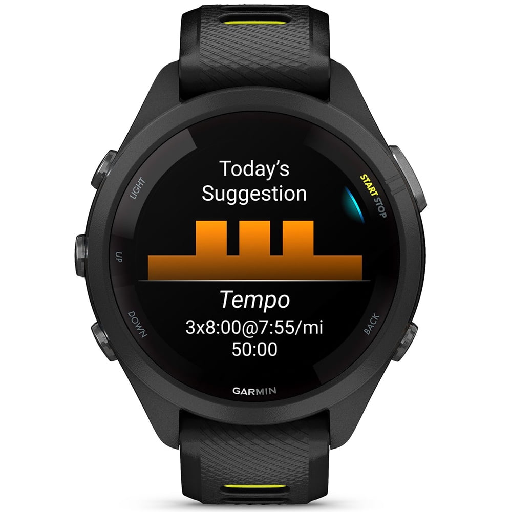 Garmin 010-02810-03 Forerunner 265S GPS Smartwatch Black/Amp Yellow Bundle with 2 YR CPS Enhanced Protection Pack