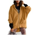 thumbnail image 2 of Usmixi Womens Sweatshirt Coat Knitted Coat for Women Casual Solid Open Front Full Zipper Hooded Jacket Long Sleeve Oversized Sweatshirt Outwear Winter Sweatshirt Coat, 2 of 6