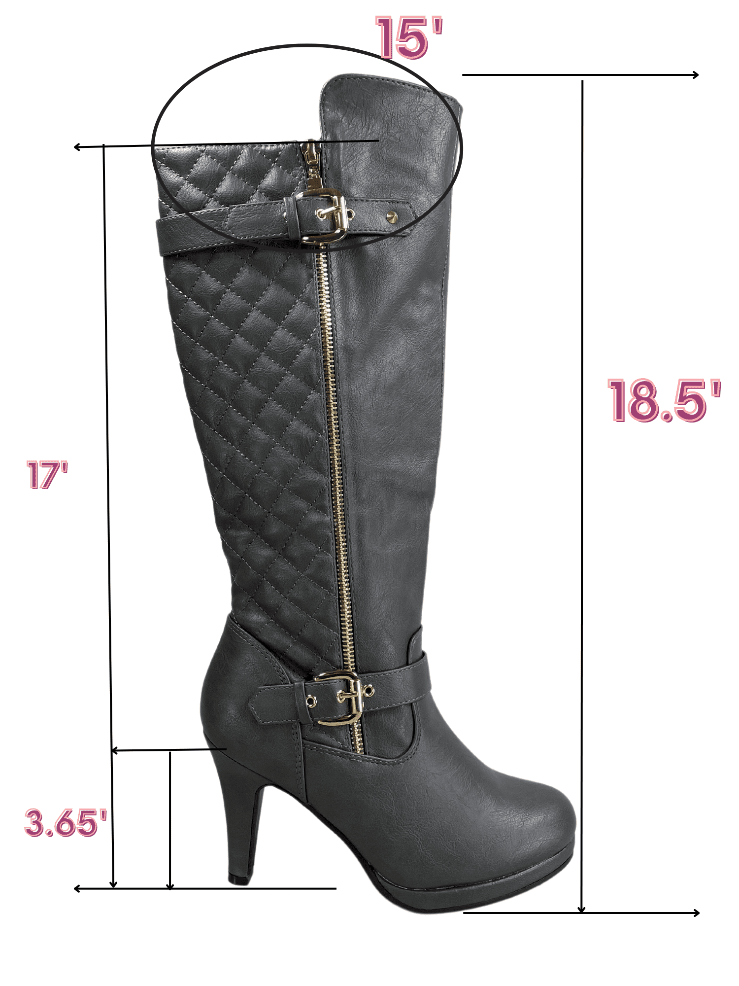 Women's Ladies Fashion High Heel Zip Round Toe Casual Dress Heel