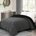 thumbnail image 3 of BedDecor 300 GSM 1Pcs Reversible Solid (Black-Dark Gray, Twin/Twin Xl) 100% Egyptian Cotton Base Down Alternative Comforter, 3 of 8