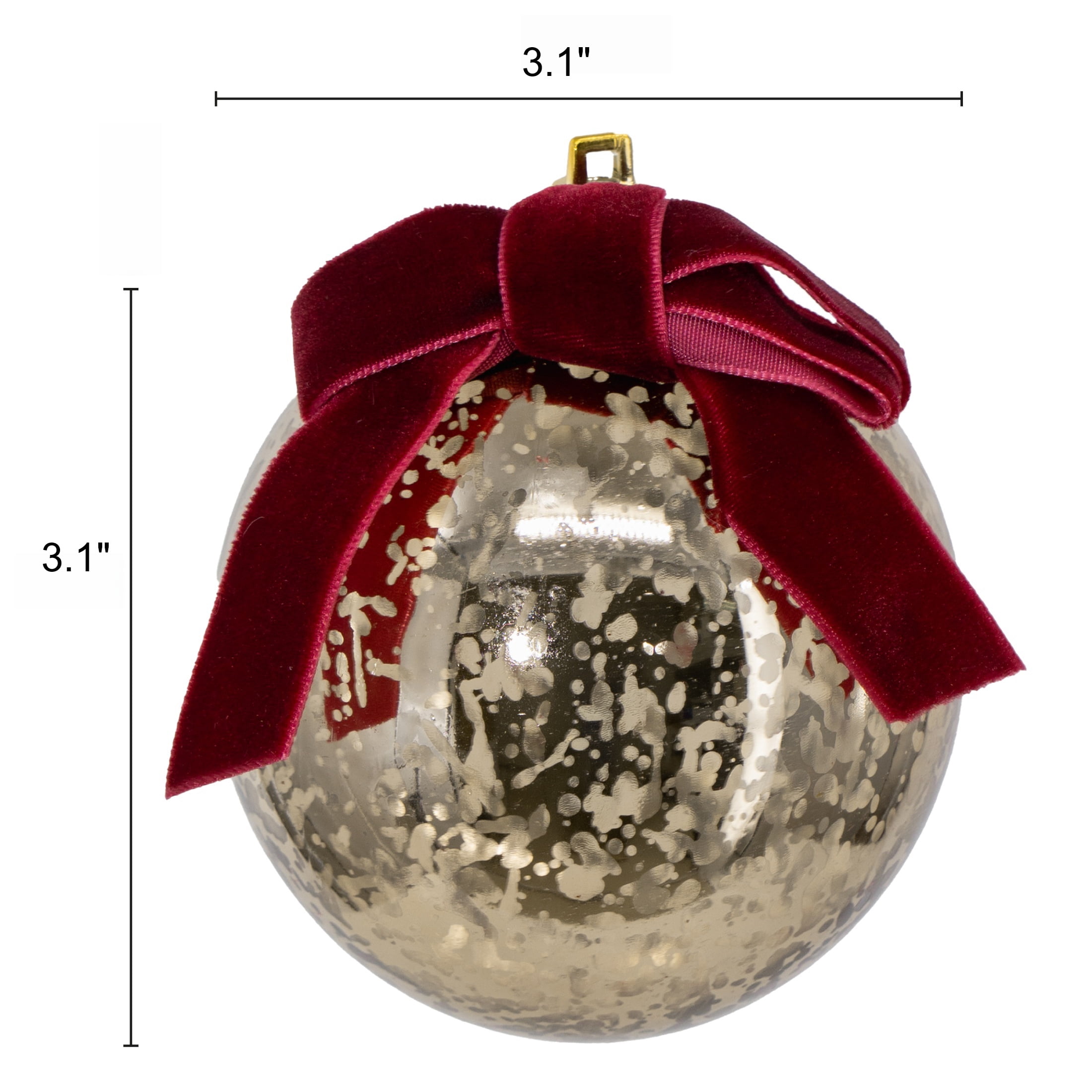 My Texas House 6-Count Gold Mercury-Style Shatterproof Christmas Ornaments, 3"