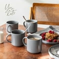thumbnail image 5 of over&back Stackable Stoneware Coffee Mugs - 4-Piece Mug Set - Enjoy the Perfect Cup of Coffee, Tea, Latte, and More - Semi-Matte Charcoal - 14oz, 5 of 7