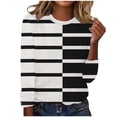 thumbnail image 2 of ChaoHeng Women Casual Long Sleeve Print Round Neck Loose T-Shirt Blouse Tops,Women's Sweatshirts and Hoodies Plus Size New Trendy(Black,M), 2 of 4