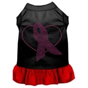 Pet Dog Cat Dress Rhinestone, "Pink Ribbon"