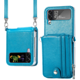 thumbnail image 1 of Pour Galaxy Z Flip 4 Étui avec Porte-Cartes Détachable, Étui de Protection en Cuir avec Sangle Réglable, 1 of 1