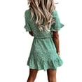 thumbnail image 4 of FASHIONWT Women V-Neck Tie Wrap Dress Short Sleeve Print Casual Dress, 4 of 4