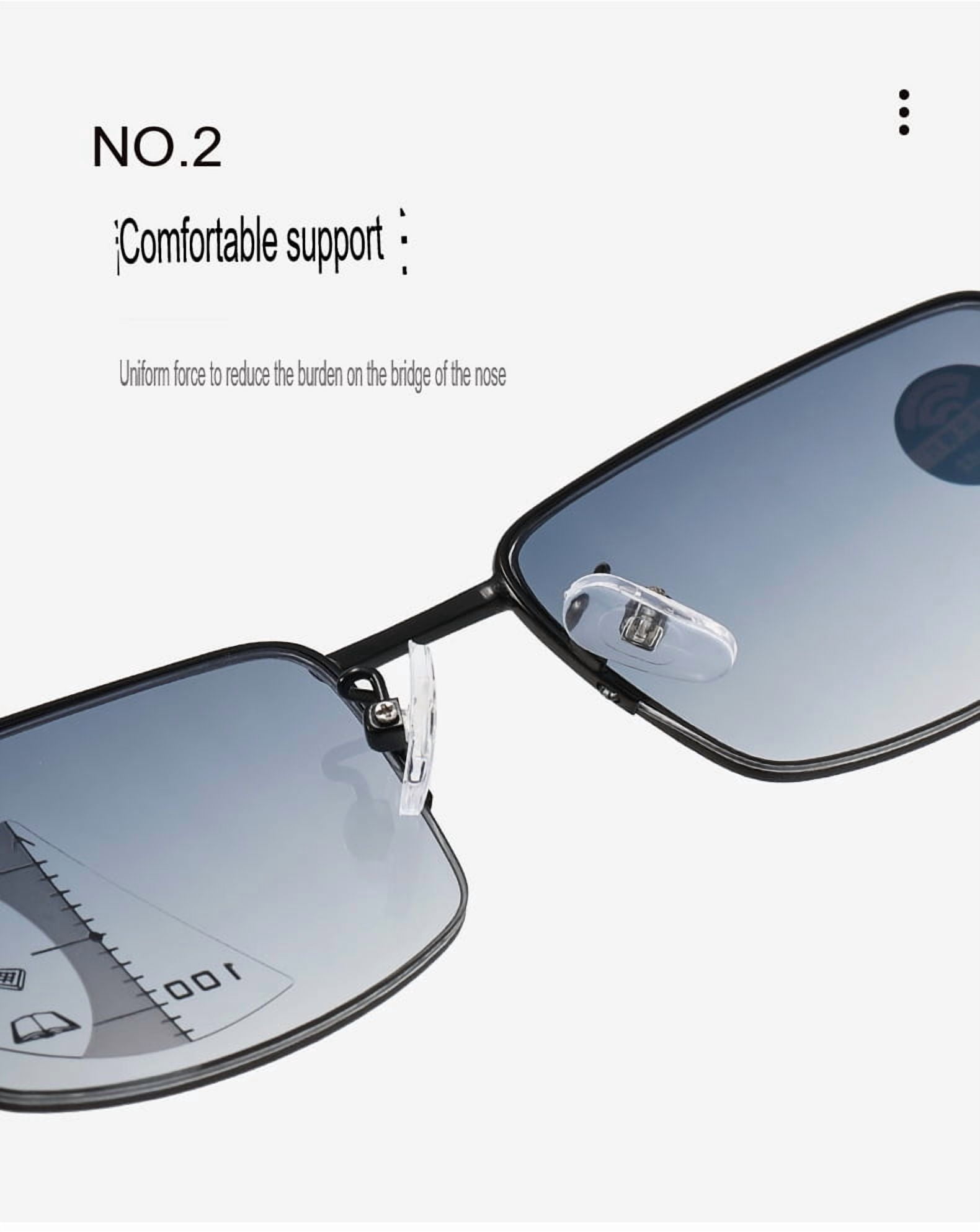 2pc Progressive Photochromic Reading Glasses for Men Blue Light Blocking Multifocus Lens Computer Readers Near Far Vision Magnification 1.5x,Black