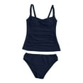 thumbnail image 3 of Rigardu swimsuit for women Women's Split Body Swimsuit Tankini Two Piece Slim Fitting Tie Design Appears Slim Multi Color Multiple Sizes tankini swimsuits for women womens swimsuits Navy + XL, 3 of 5