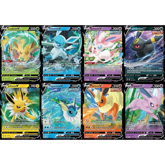 Juego de cartas coleccionables Pokémon Umbreon V Ultra Rare, lote de 8 cartas