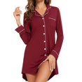 thumbnail image 4 of Aobny Modal Christmas Nightgown Button Down Women Short House Dresses Collared Red Christmas Pajamas for Couples,XXL, 4 of 5