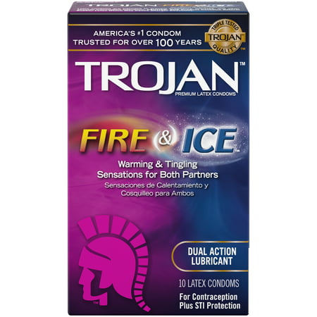 Trojan Fire & Ice Dual Action Lubricated Condoms - 10 (Best Condom Brand In India)