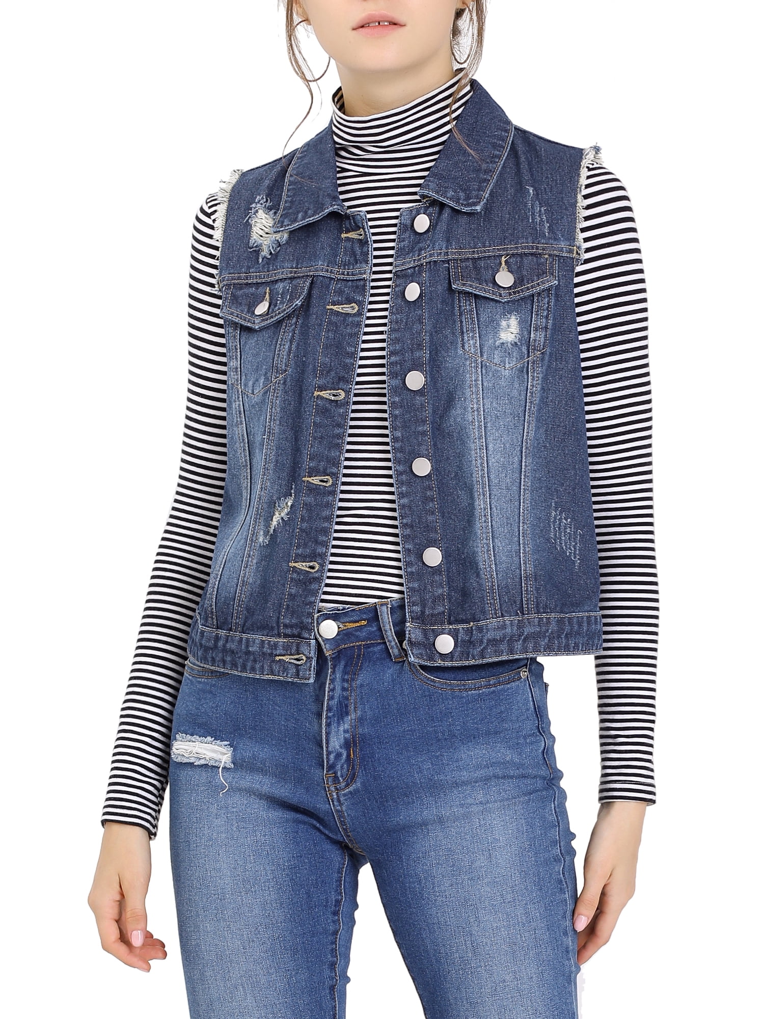navy blue vest with jeans