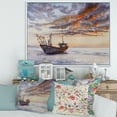 thumbnail image 2 of Designart 'Wooden Fishing Boat On The Baltic Shore With Evening Clouds' Nautical & Coastal Framed Canvas Wall Art Print, 2 of 5