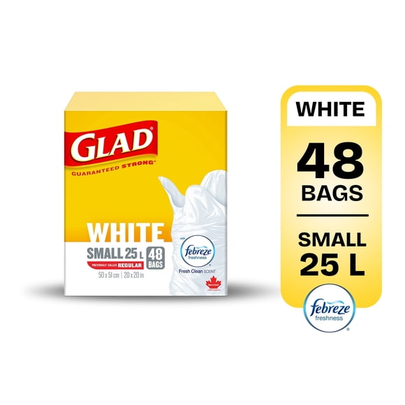 Glad Sacs à Ordures Blancs 48 Sacs à Déchets