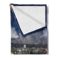 thumbnail image 2 of Cityscape Soft Flannel Fleece Blanket, Night View Hong Kong Victoria Harbor Business Financial District Cityscape Print, Cozy Plush for Indoor and Outdoor Use, 60" x 80", Navy White, by Ambesonne, 2 of 5