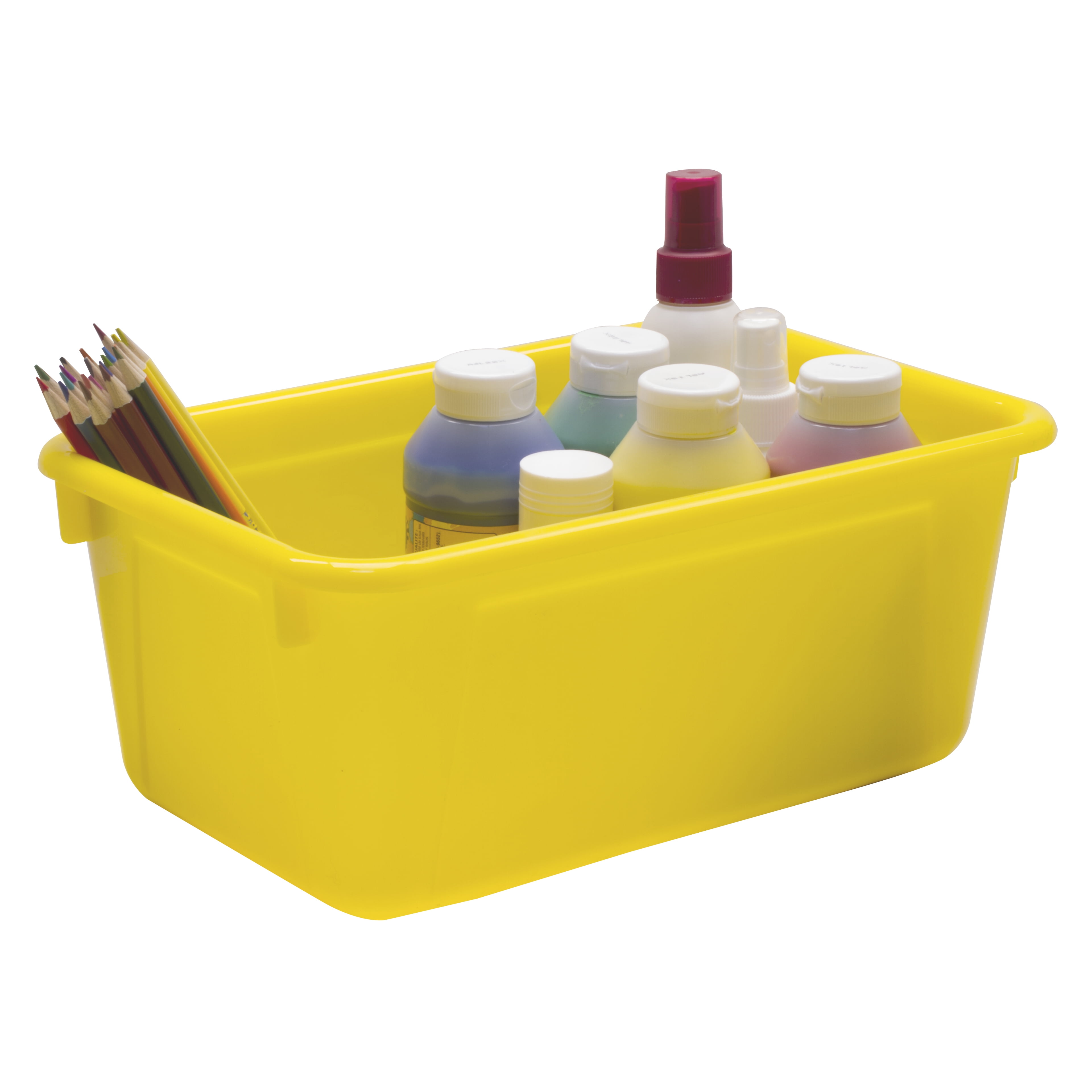 Storex Plastic Cubby Bin, Craft and Supply Storage for Kids, Yellow, 5-Pack