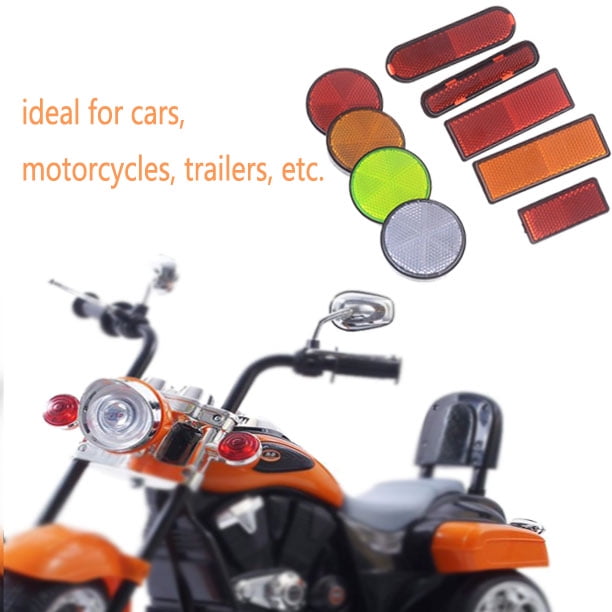 2pcs 3.66" Rectangle Red Warning Reflector For Motorcycles ATV Dirt Bikes