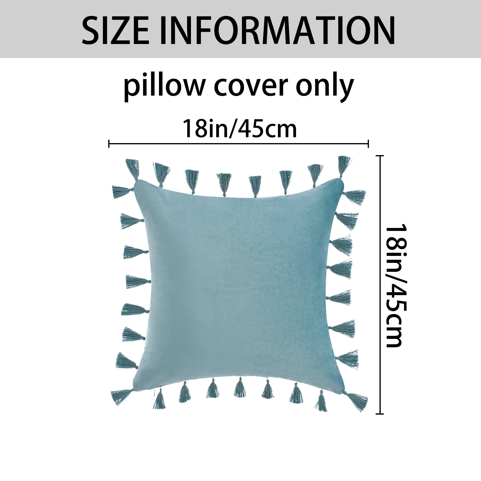 Unique Bargains Velvet Soft Throw Pillow Covers Pack of 2 Aqua Haze 18" x 18"