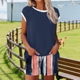 thumbnail image 4 of Women's 2 Piece Lounge Sets Crew Neck Short Sleeve T Shirts Drawstring Print Shorts Summer Comfy Outfits (L, Brown), 4 of 6