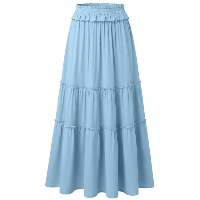 Faldas de Cintura Elástica para las Mujeres Verano Color Sólido Cordón Bolsillo Maxi Casual, Faldas Casuales para las Mujeres Confort Ajuste