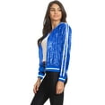 thumbnail image 4 of Veste Bomber à Paillettes à Rayures à Manches Longues avec Fermeture Éclair Frontale pour Femmes, 4 of 5