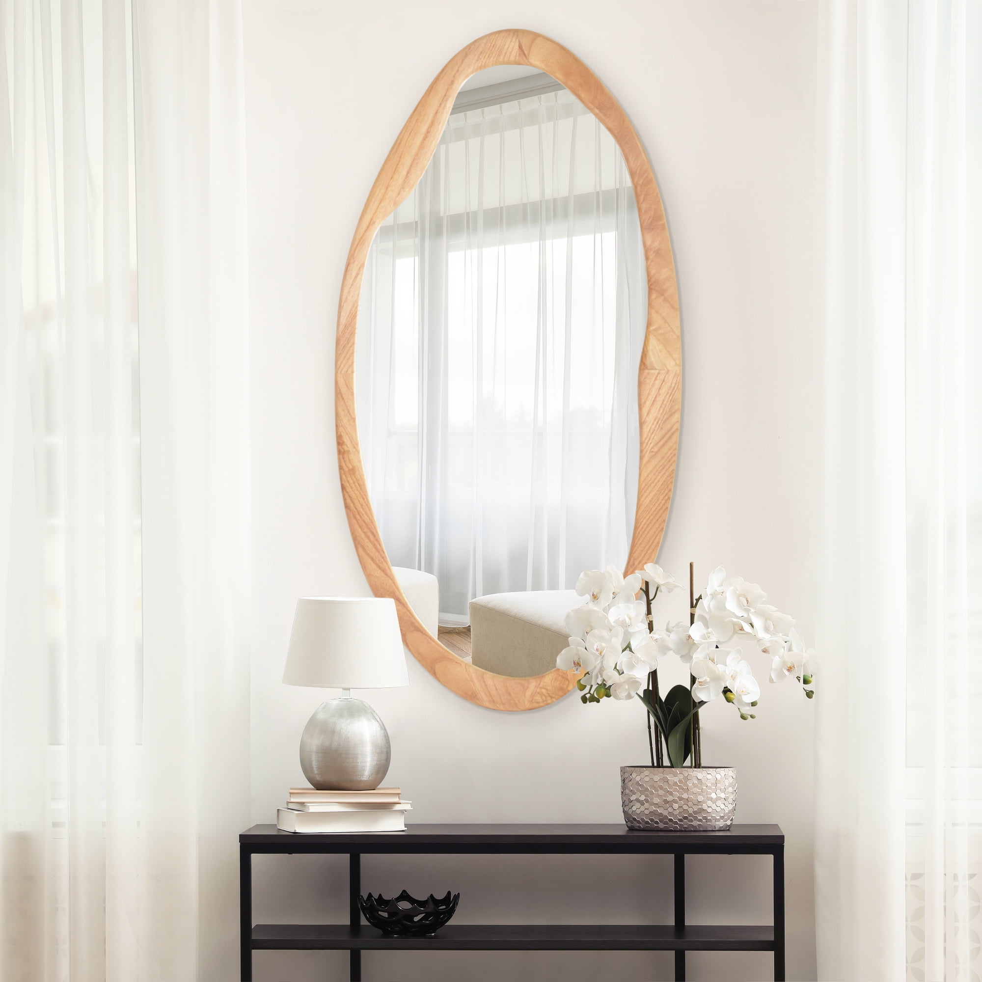 Americanflat 20 x 40 Organic Shaped Wood Mirror