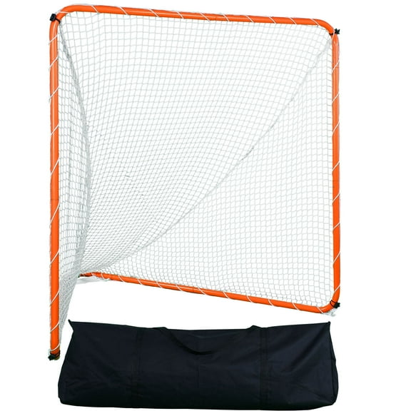VEVOR Lacrosse Goal, 6' x 6' Lacrosse Net, Steel Frame Backyard Lacrosse Training Equipment, Portable Lacrosse Goal with Carry Bag, Quick & Easy Setup, Perfect for Youth Adult Training, Orange