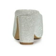 thumbnail image 2 of BLISSFUL STEP Valentine's Women's Shoes Pointed Toe Slip on Chunky Heels Glitter Slide Mules Shoes Silver 11, 2 of 7
