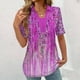 thumbnail image 2 of Tops Cortos para las Mujeres Blusas Impresas Manga Corta Turndown Collar Camiseta, Tops de Blusa para las Mujeres Casual, 2 of 5