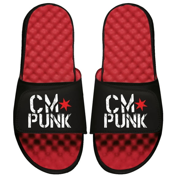 Youth ISlide Black CM Punk Stacked Logo Slide Sandals