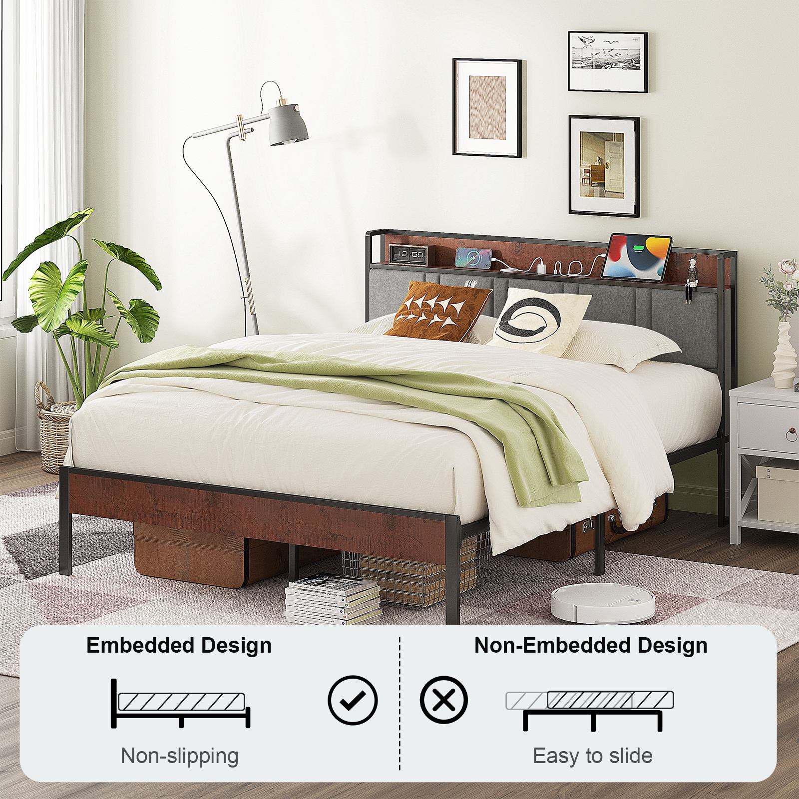 Nisien Queen Platform Bed With Storage Headboard photo 7
