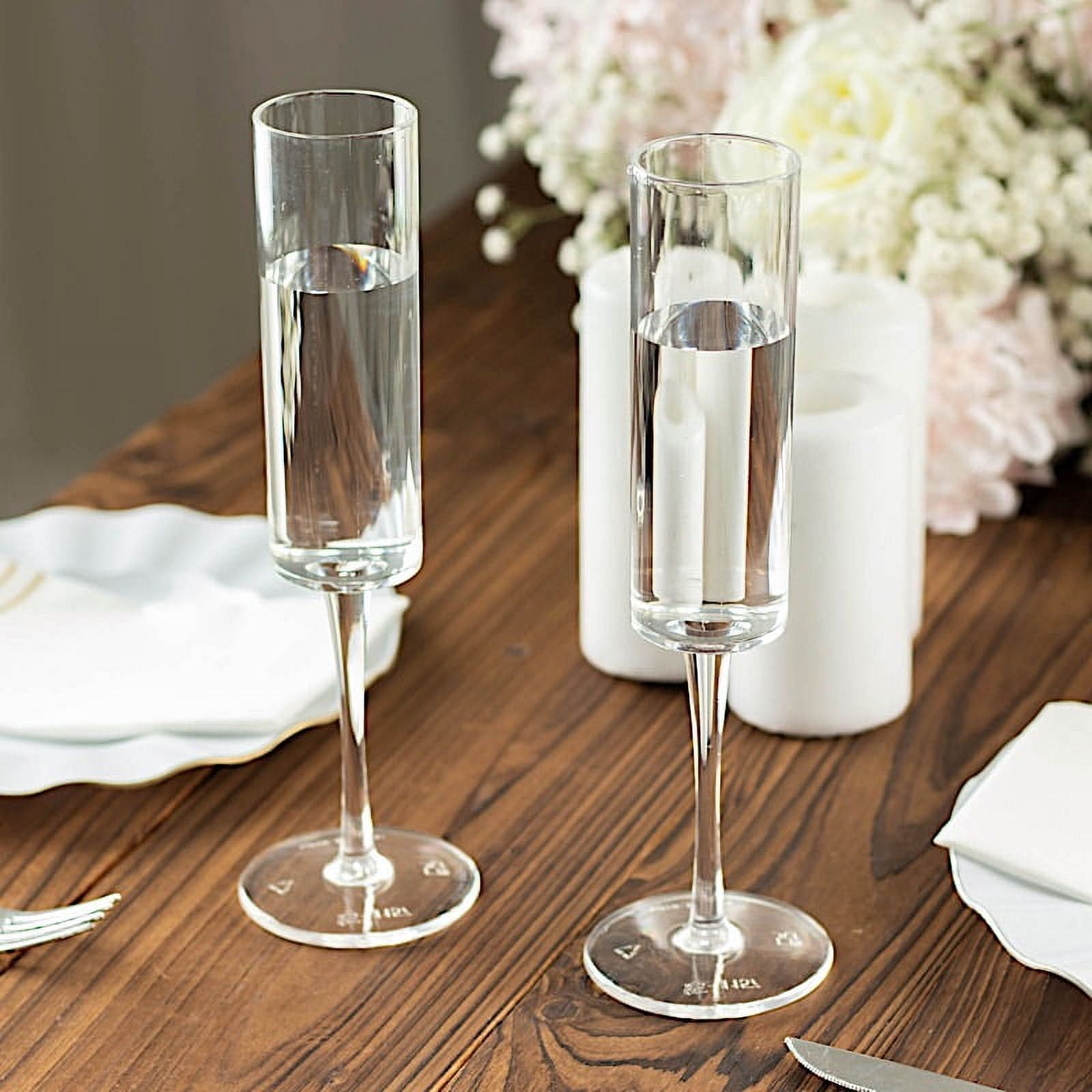 BalsaCircle 6 Clear 6 oz Cylindrical Reusable Plastic Champagne Flutes Party Events Supplies