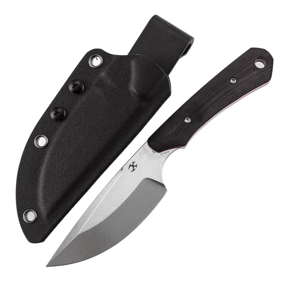Kansept Flank Fixed Blade Knife,3.69'' D2 Steel Black and Red G10 Handle Pocket Tactical Knives, G006A2,with sheaths