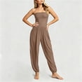 thumbnail image 4 of Pounoo Women's Rompers Strapless Solid Color Overalls with Pockets Casual Daily Wear Lightweight Stretchy Relaxed Jumpsuits Gift, 4 of 5