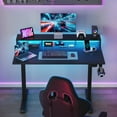 thumbnail image 5 of 47.2 Inch Electric Standing Desk with Power Outlet and LED Light Strip, Height Adjustable Sit-Stand Desk with Storage Shelf & Hooks, Ergonomic Home Office Computer Desk with Memory Buttons, Black, 5 of 10