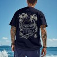 thumbnail image 6 of Mens Graphic T-shirts Short Sleeve Crewneck Tee Beach Vacation Print Loose Summer Beachwear Top Navy XXL, 6 of 7