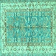 thumbnail image 1 of Ahgly Company Indoor Square Oriental Turquoise Blue Traditional Area Rugs, 4' Square, 1 of 4