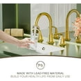 thumbnail image 6 of Brushed Gold Farmhouse Rotatable Bathroom Faucet - 8 Inch Widespread 3-Hole with Pull-Out Sprayer, Lead-Free Stainless Steel, Metal Pop-Up Drain, Water Supply Lines, 2 Handle, 6 of 9